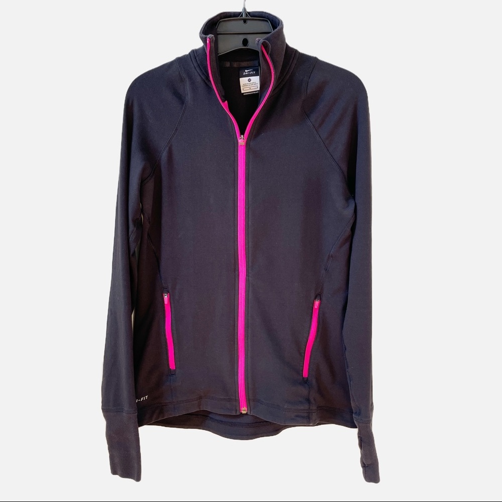 NIKE DRI-FIT Track Jacket Black Pink Size Medium